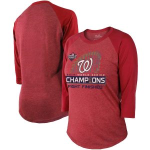 Washington Nationals Women’s Red 2019 World Series Champions 3/4 Sleeve T-Shirt