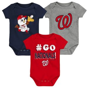 Newborn & Infant Washington Nationals Red/Navy/Gray Born To Win 3-Pack Bodysuit Set