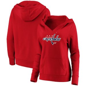 Women’s Washington Capitals Logo Fleece V-Neck Pullover Hoodie