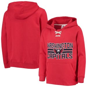 Youth Washington Capitals Red Standard Lace-Up Pullover Hoodie