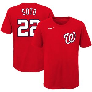 Youth Washington Nationals Juan Soto Nike Red Player Name & Number T-Shirt