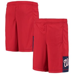 Youth Washington Nationals Red Infield Fly Solid Shorts